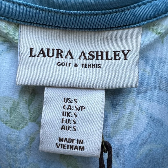 NWT LAURA ASHLEY Blue Floral Golf Tennis Polo Shirt size SMALL - Picture 7 of 10